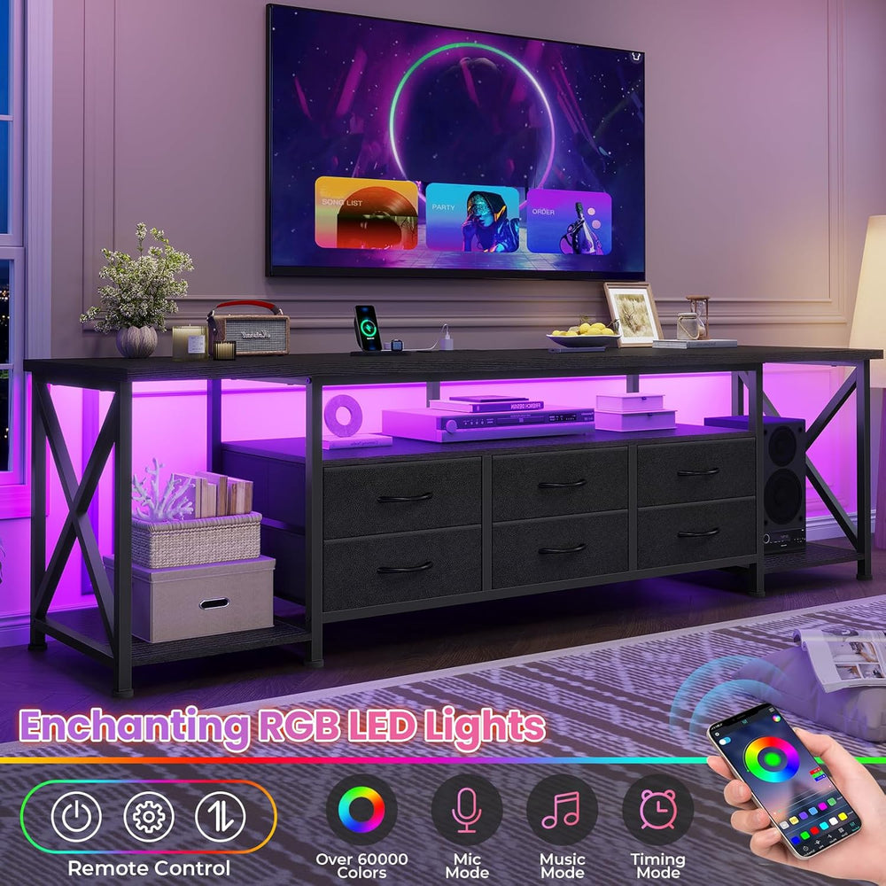 BTHFST TV Stand with LED Lights & Power Outlets, for TVs up to 85 Inches,...