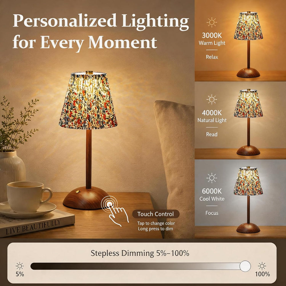 2 Pcs Led Cordless Table Lamps, 5000mAh Rechargeable Battery Operated Lamp
