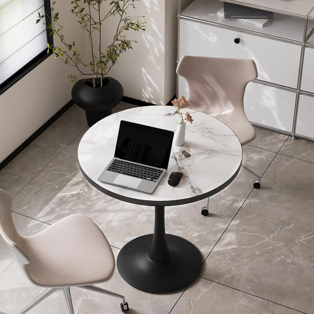 Wisfor Kitchen Dining Table Coffee Table: Round 30 Inch Sintered Stone High G...