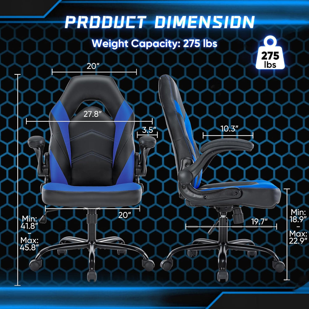 OLIXIS Computer Gaming Chair, Lumbar Support, PU Leather | 360° Swivel Wheels...