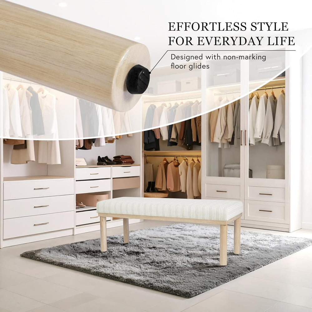 HomePop 47.5" Oslo Bench - Marigold Pinstripe Fabric