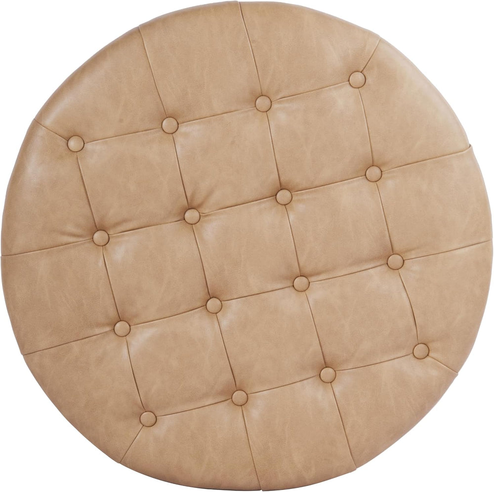HomePop Home Decor | Button Round Storage Ottoman | Ottoman with Storage for ...
