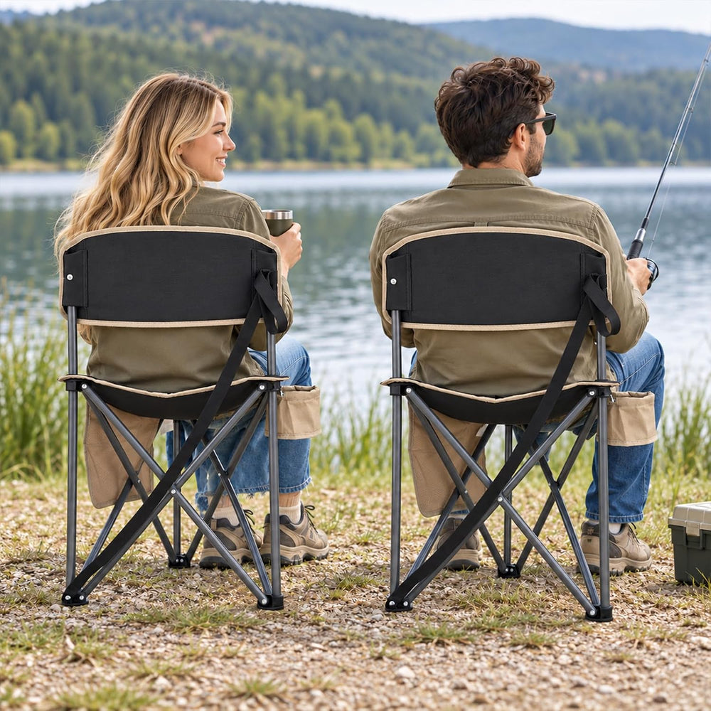 Tripod Camping Chair with Backrest, Folding Outdoor Stool