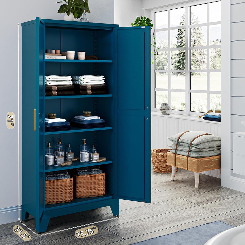 Washsemba 71'' Farmhouse Metal Storage Cabinet with Barn Doors,Steel ...