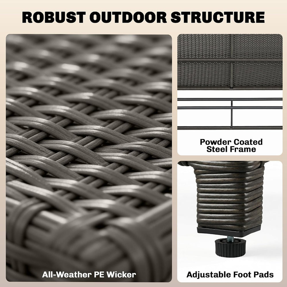 Outsunny Patio Rattan Daybed, Wicker Outdoor Daybed with Storage Ottoman, Lov...