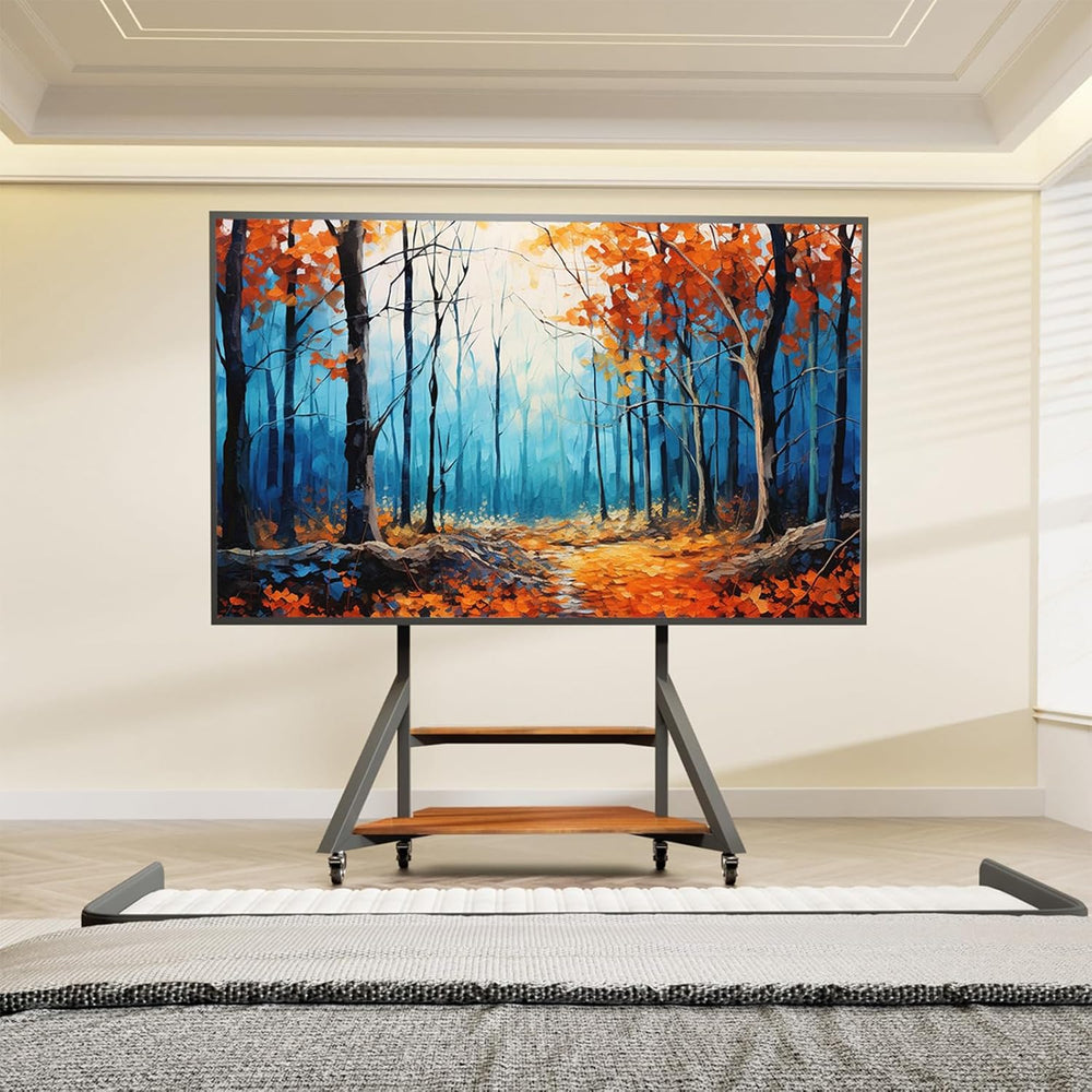 Mobile TV Stand for 65-100 Inch TVs, Holds Up to 220 lbs,Walnut | Height Adju...