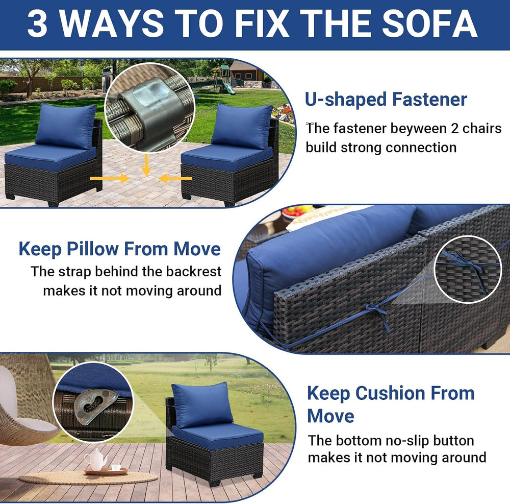Jing's Villa 5-Piece Patio Furniture Set, All-Weather Outdoor Wicker Sect...