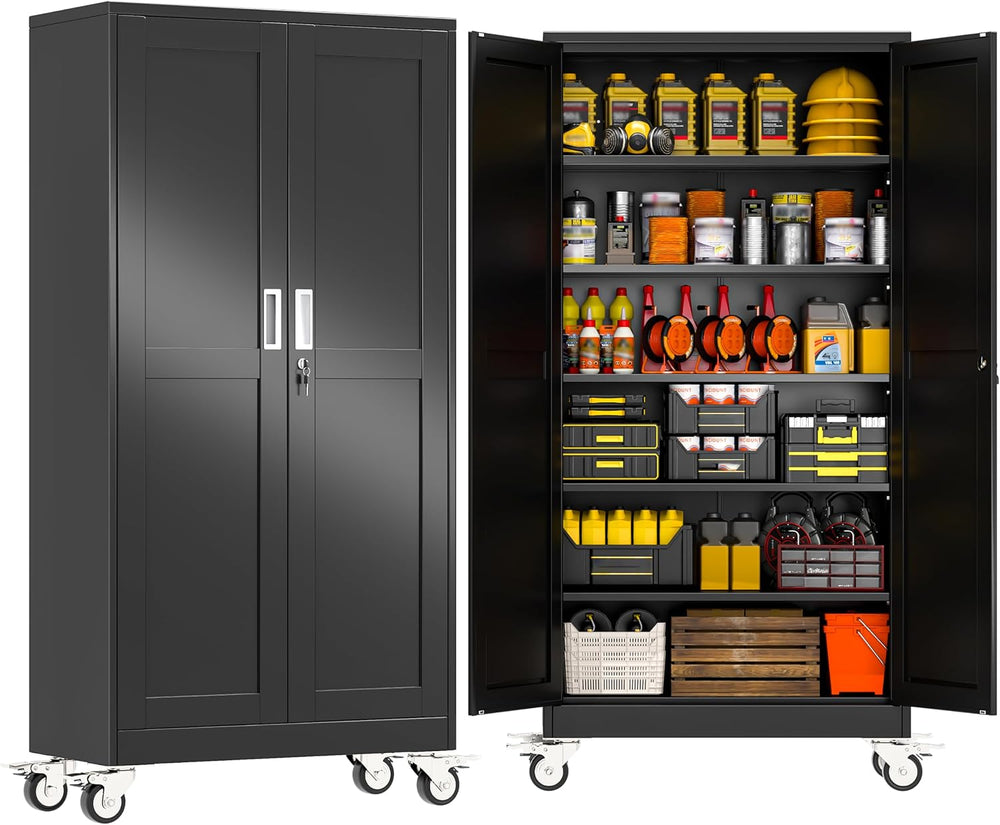 GAIOUS 73.6” Tall Metal Garage Storage Cabinet with Lock, Steel Tool Cabinet ...