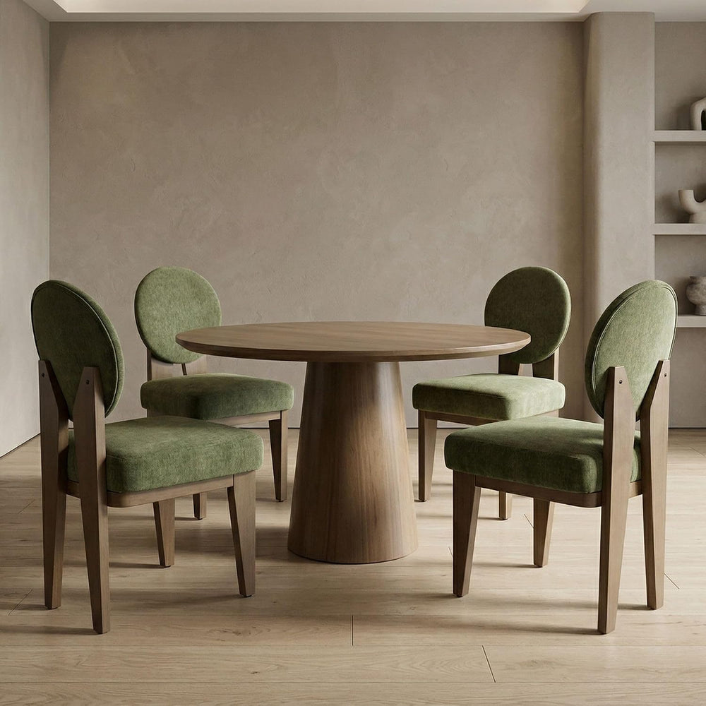 Hyfirm Mid-Century Modern Walnut Dining Chairs Set of 4, Vintage Green Wooden...