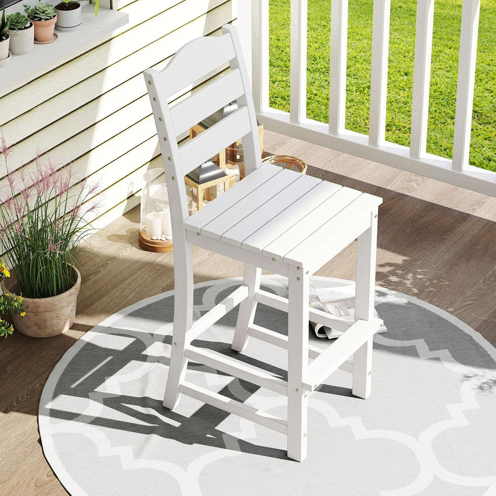 Tangkula Patio HDPE Barstool, Outdoor High Top Bar Chair w/Backrest & Foo...