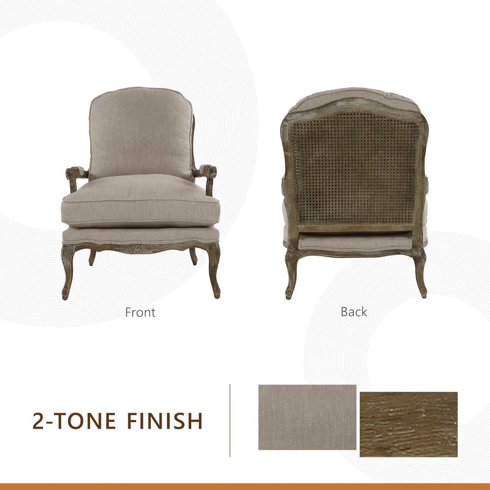 Lexicon French Country Wood Accent Chair, Carved Frame, Neutral | Living Room...