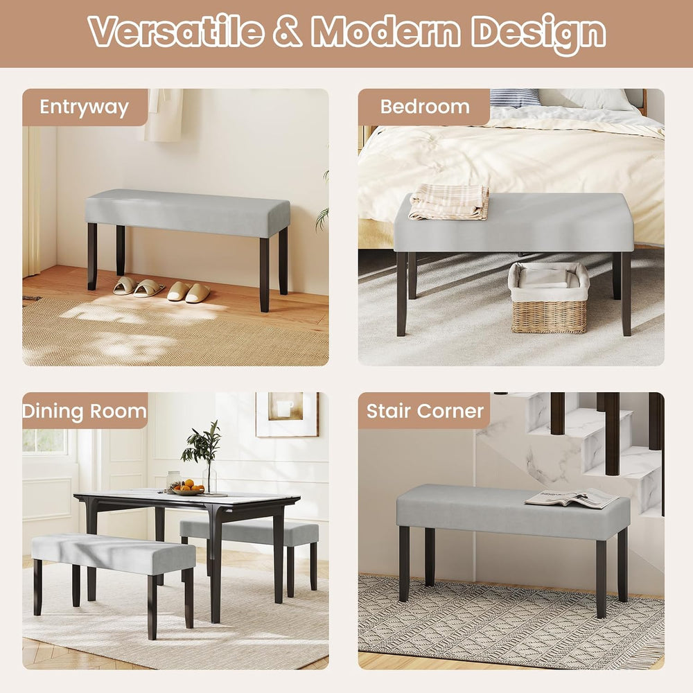 Giantex 40.5" Upholstered Entryway Bench with Padded Seat & Solid Ru...
