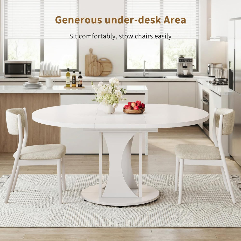iPormis 43"-59" Extendable Dining Table, Round Kitchen Table with M...