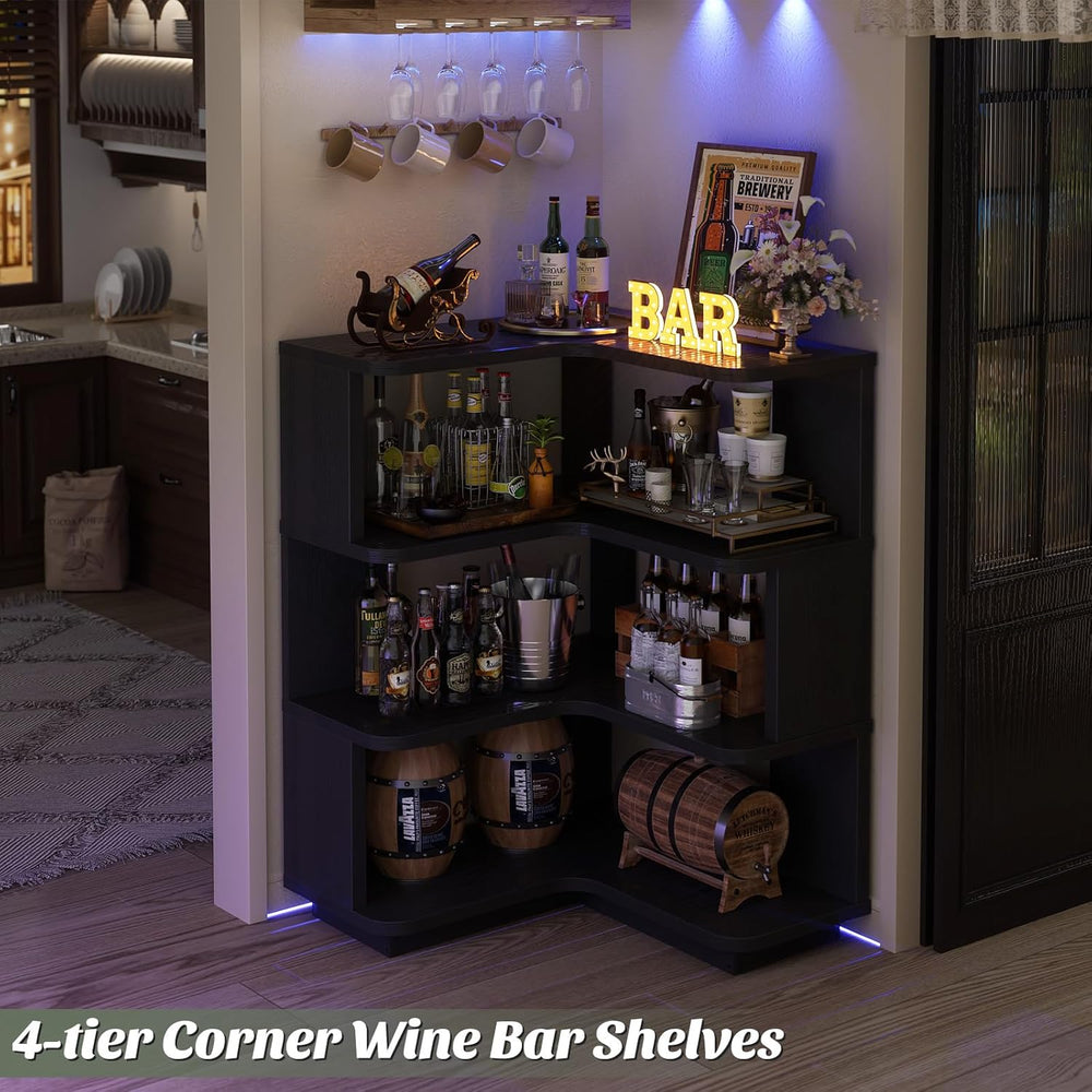 Armocity Corner Book Shelf, 4-Shelf L Shaped Corner Bookshelf with Baffle