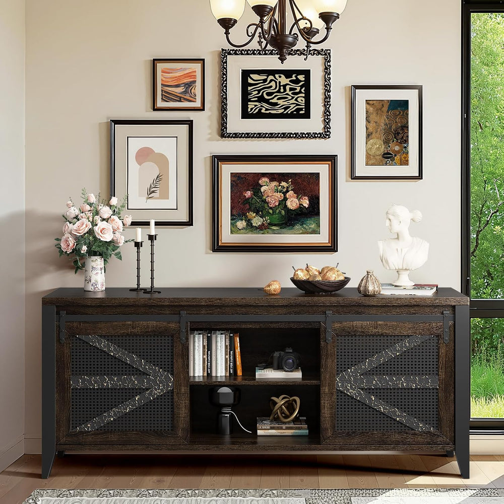 VFK 60 Inch TV Stand for TVs up to 65", Rustic Farmhouse Media Console w...