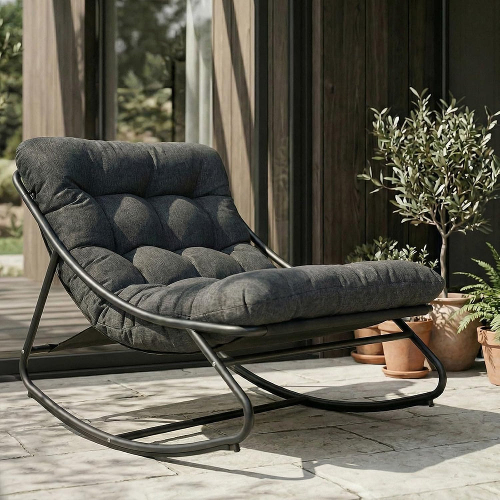 Grand patio Rocking Chair Indoor and Outdoor, Metal Patio Lounge Rocking Chai...