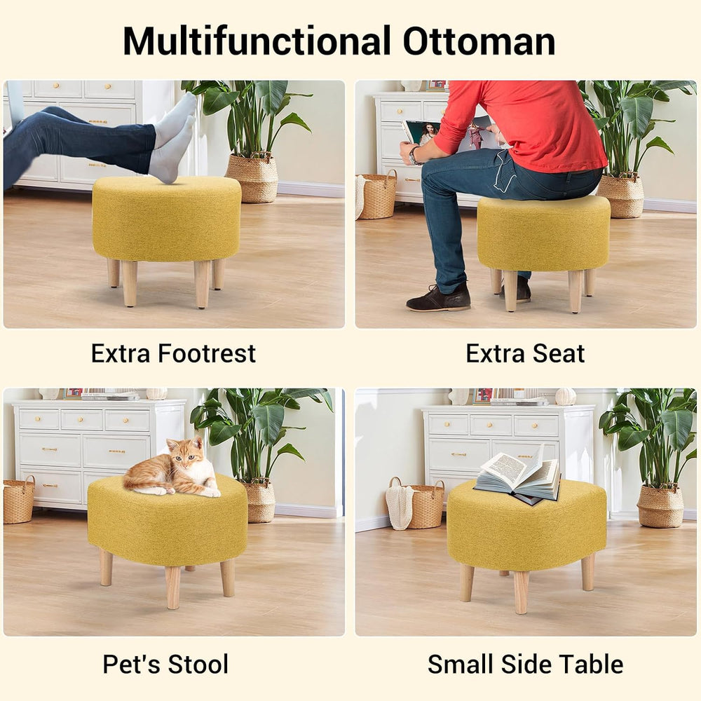 DAZONE Swivel Accent Chair Set of 2 with Ottoman Barrel Armchairs Yellow