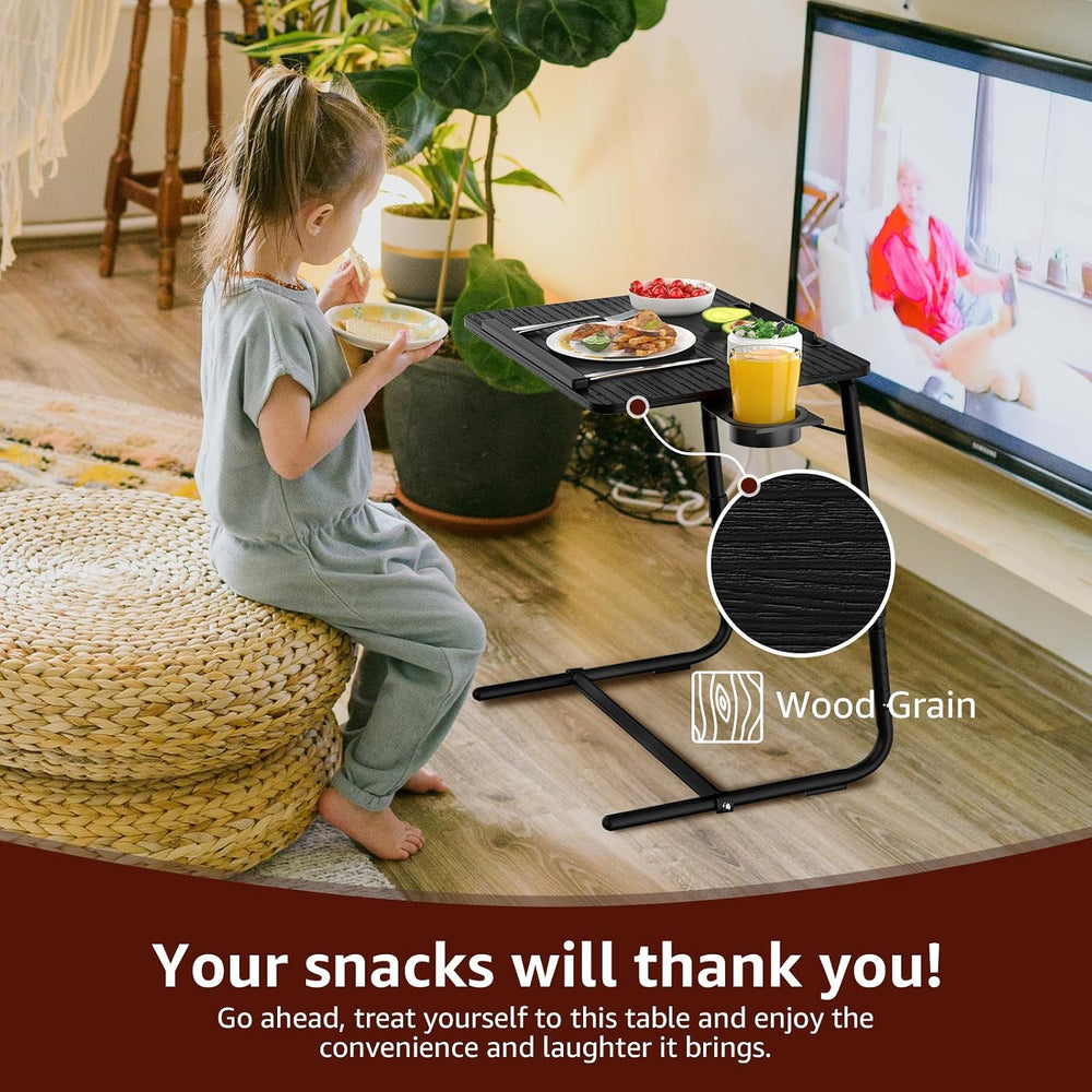 TV Trays Set of 2 - Folding TV Tray Adjustable Dinner Trays for Eating On Cou...