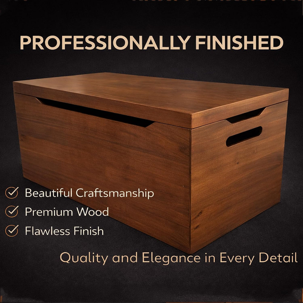 Personalized Engraved Walnut Wooden Storage Chest - Fully Assembled