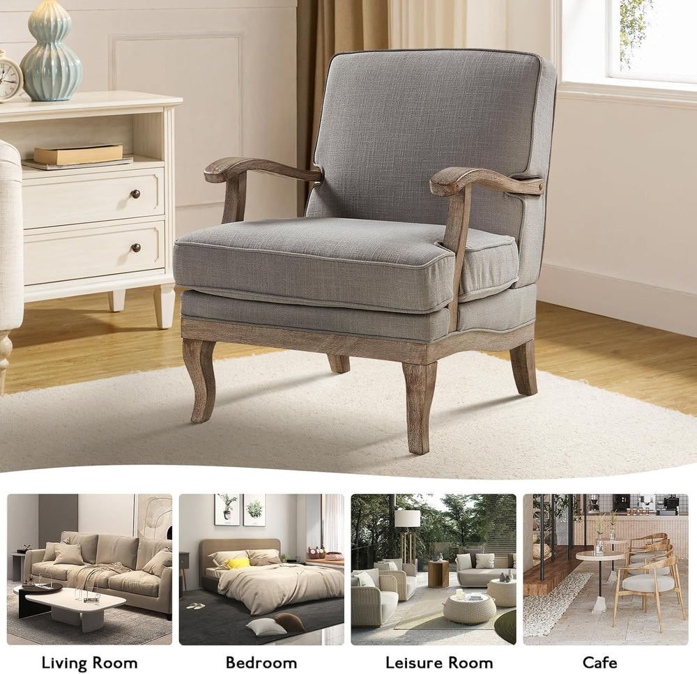 HULALA HOME Mid-Century Modern Accent Chairs Set of 2, Upholstered Lounge Arm...