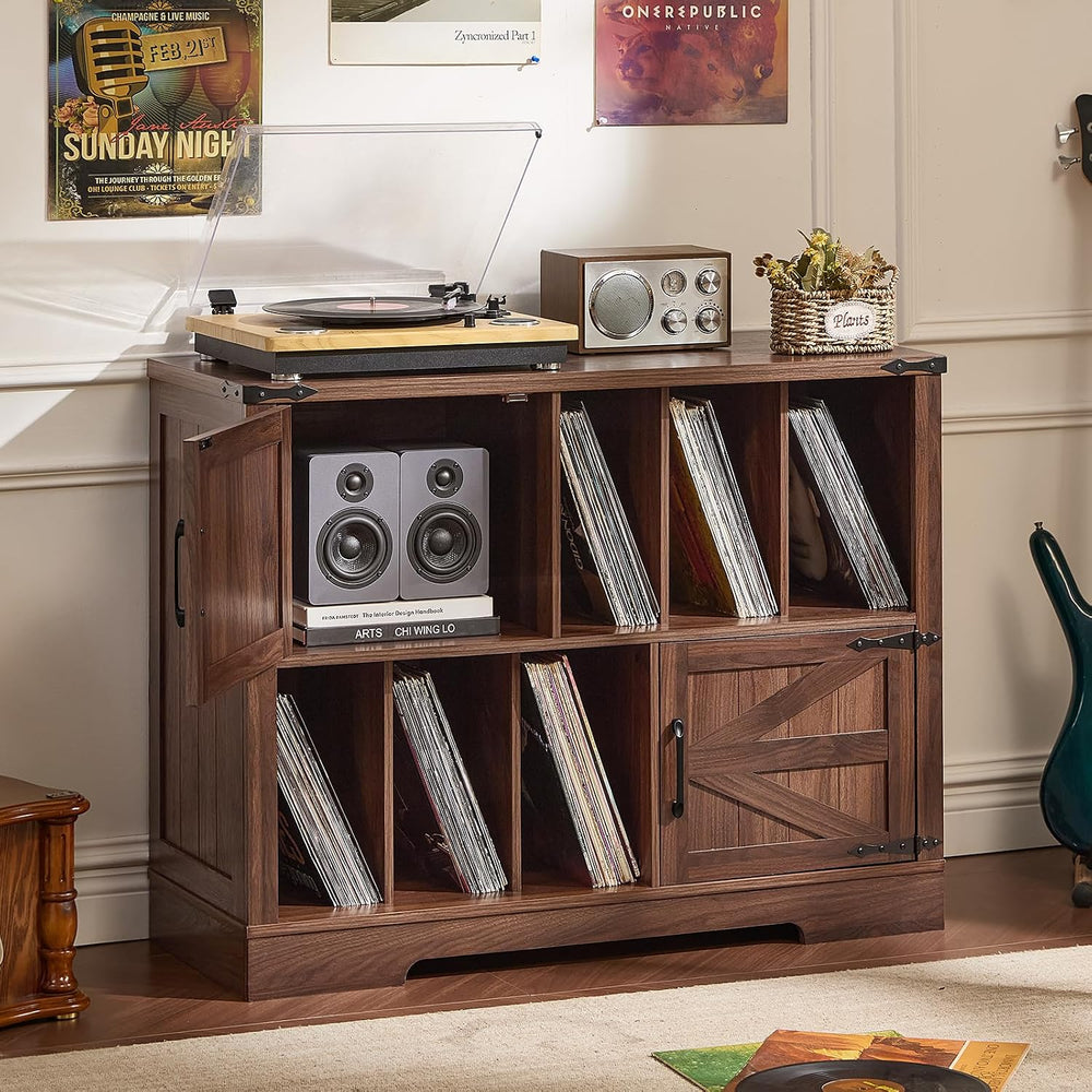 Joaxswe Large Record Player Stand with Vinyl Storage Up to 450 Albums, 39 Inc...