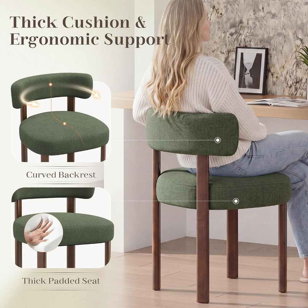 Wooden Dining Chairs Set of 4, Upholstered Kitchen Chairs with Solid Wood Leg...
