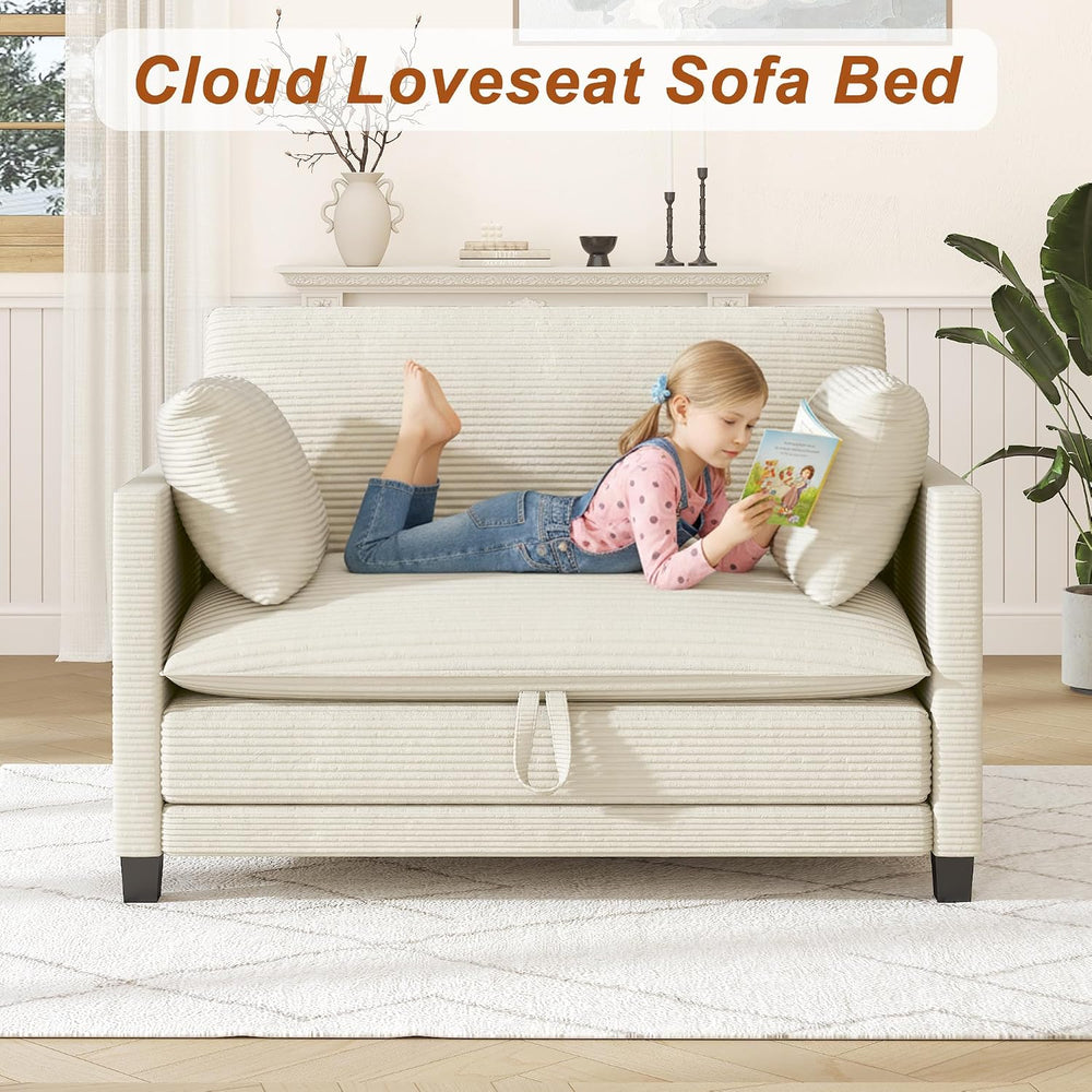 XVD 51 Inch Convertible Sofa Bed Sleeper with Storage Pockets & 2 Pillows...