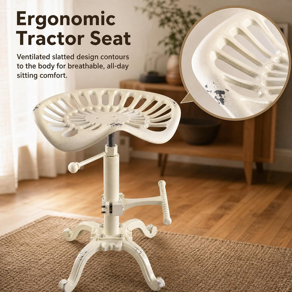 Vintage Tractor Seat Bar Stools Rustic 20-27inch Counter Height Adjustable Ki...