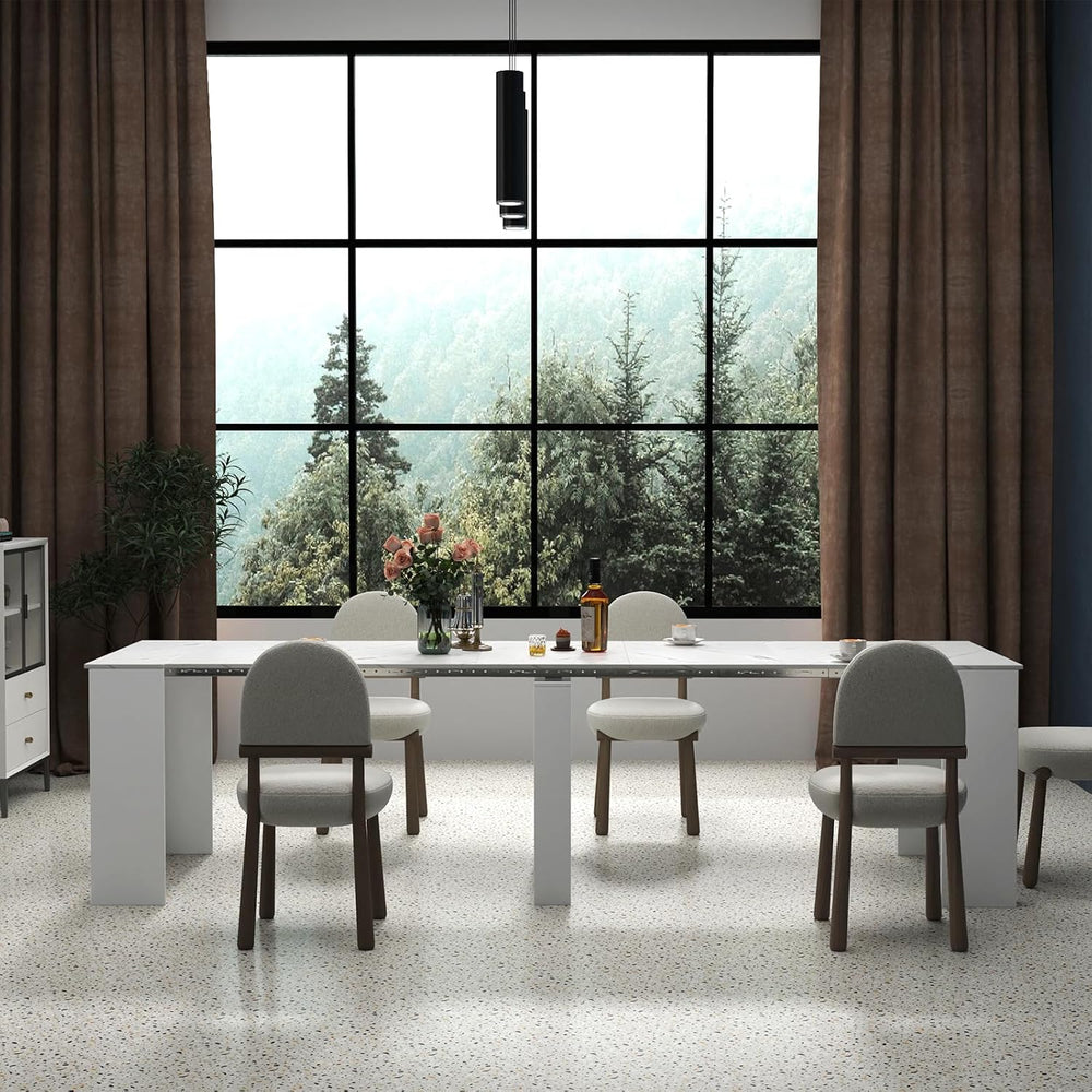 JOYSOURCE Extendable Dining Room Table for up to 12 People 20-119 inch Adjust...
