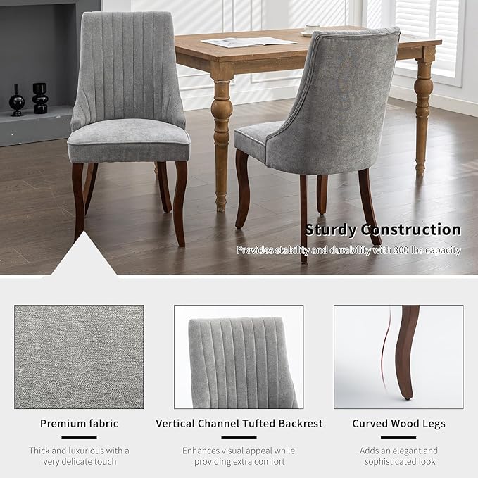 Gray Mid Century Dining Chairs Set of 6, Modern Kitchen & Dining Room Cha...