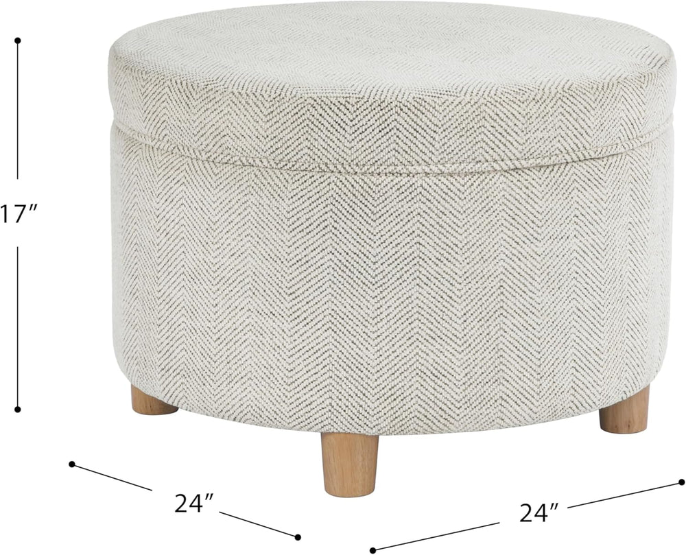 Homepop Home Decor | Upholstered Round Storage Ottoman | Ottoman with Storage...