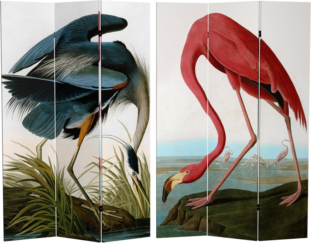 Red Lantern 6 ft. Tall Double Sided Audubon Heron & Flamingo Canvas Room ...