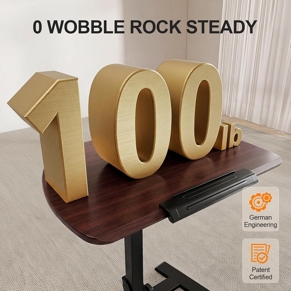 Folding Standing Desk with Wheels: No-Assembly, Height Adjustable