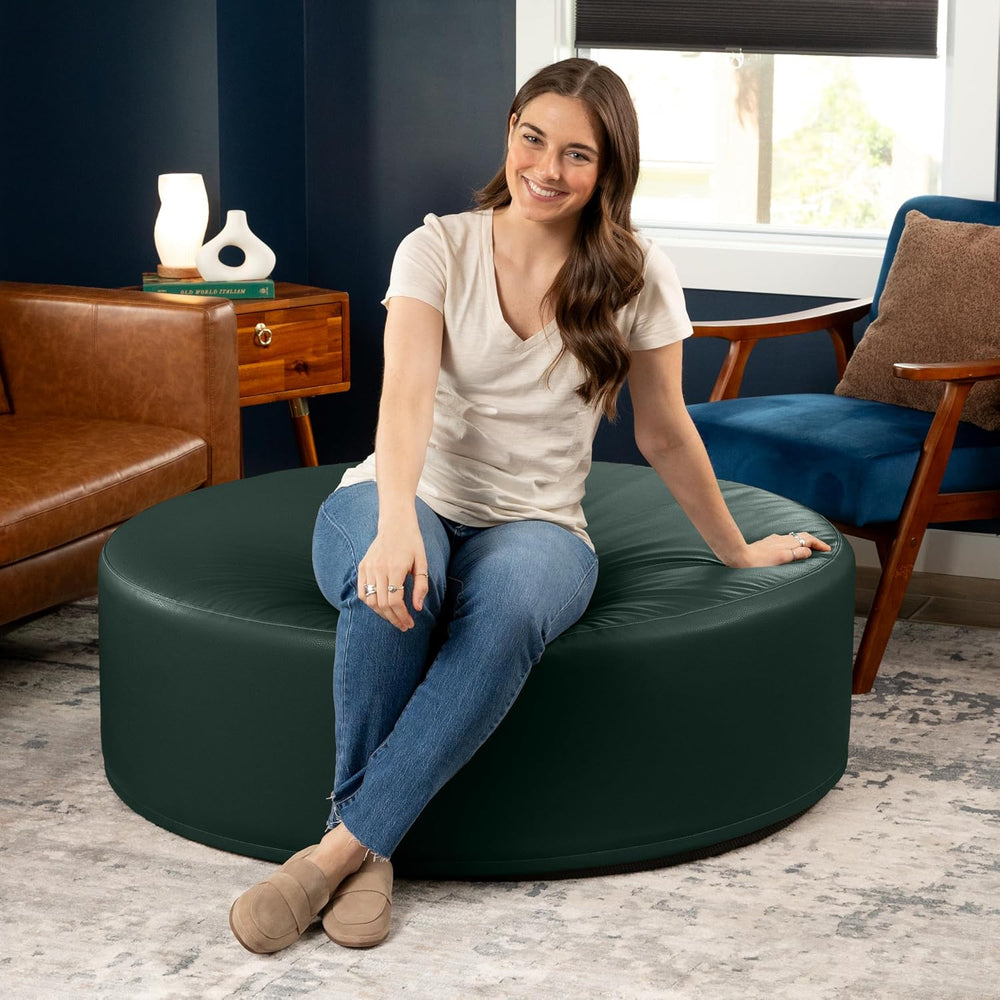 Jaxx Candler Round Couch Ottoman – Oversized Giant Coffee Table Ottoman - Ver...