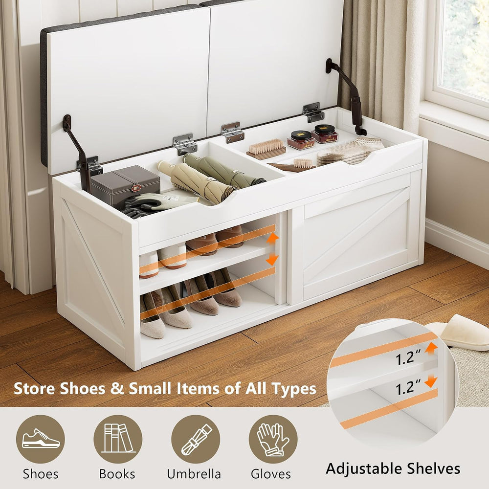 iPormis Shoe Storage Bench,40" Wide 2-Tier Shoe Bench with Padded Seat C...