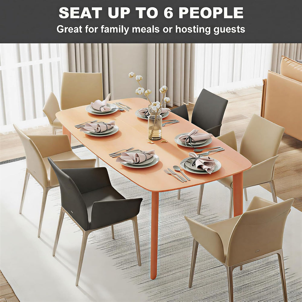 HOMCOM Solid Wood Dining Table for 6 People, 59" Long Rustic Rectangular...