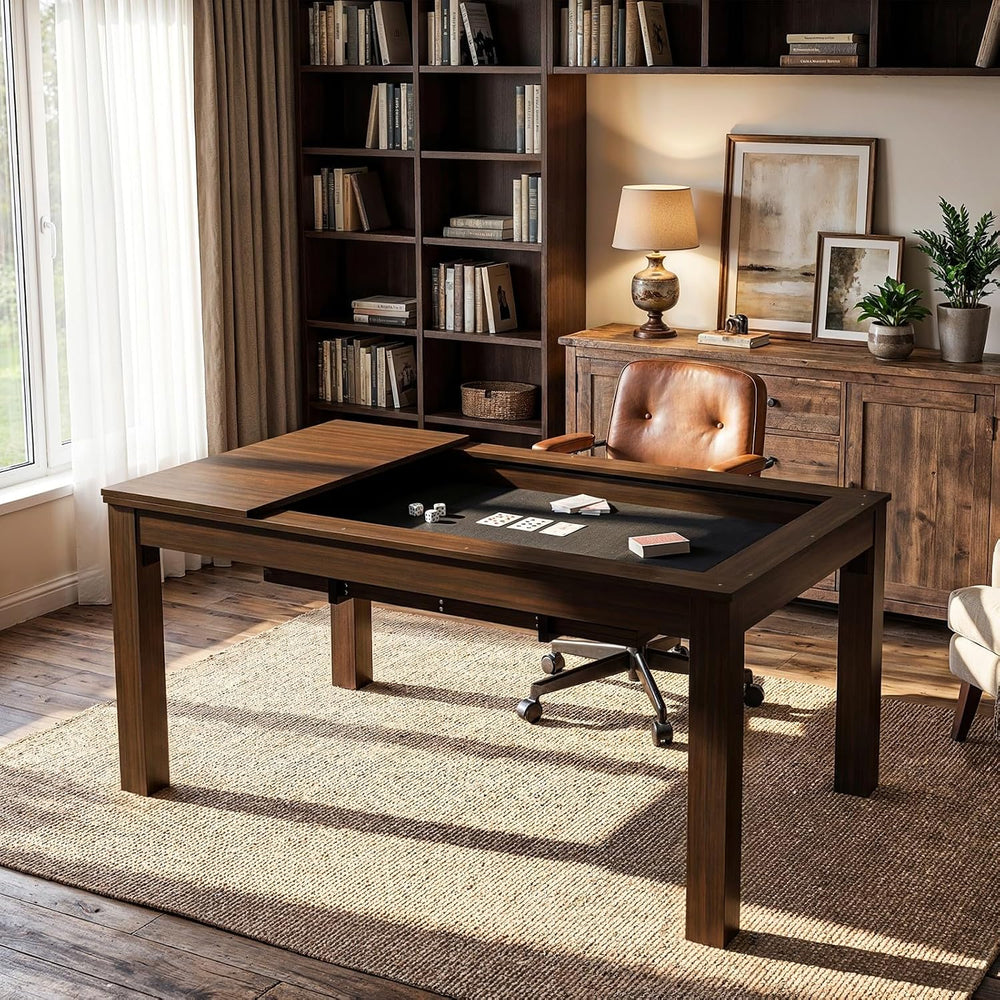 MOUMON 63” Board Game Table for 4-6 Players, Gaming & Dining Table with R...