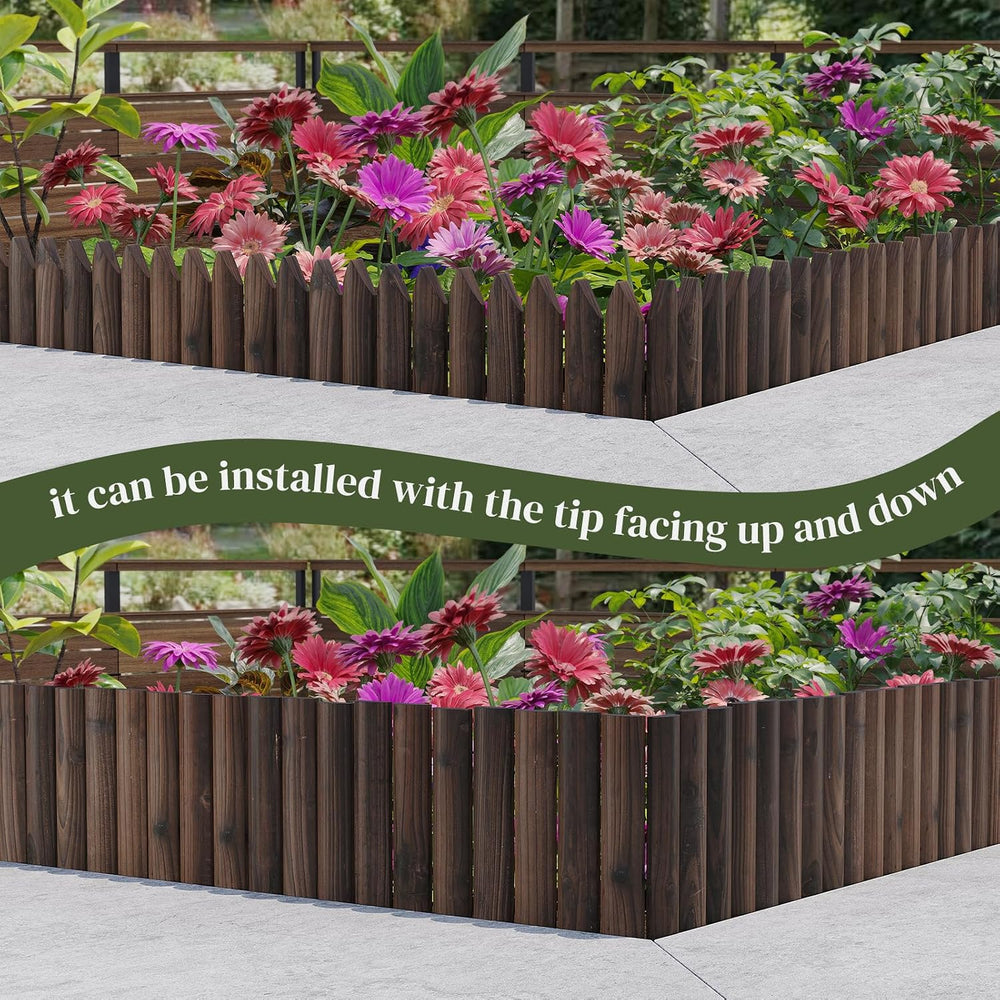 Garden Border Edging Wood Fence Landscape Edging Border Wooden Landscape Edgi...