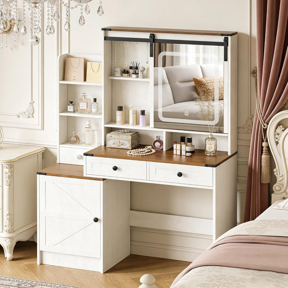 KAMABOKO Vanity Desk with Mirror and Lights, Makeup Vanity Desk with Lights 3...