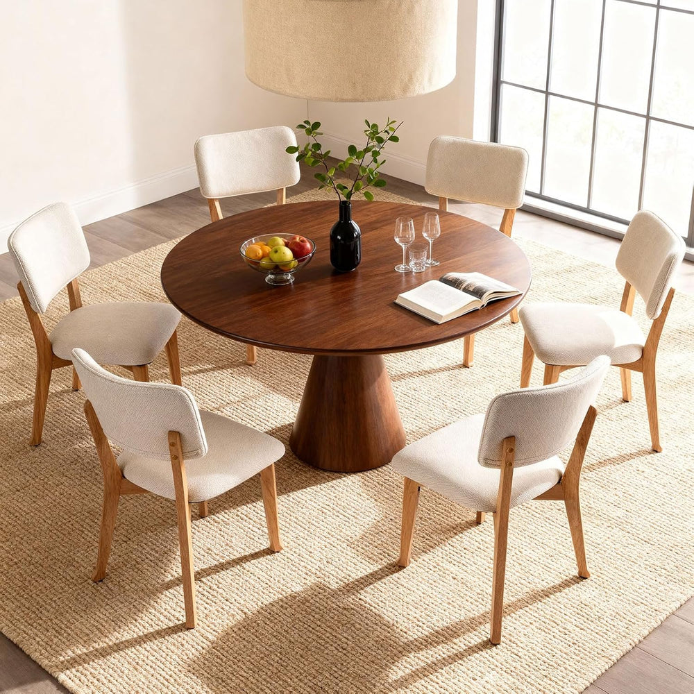 Wooden Dining Chairs Set of 4, Mid Century Modern Kitchen Chairs with Fabric ...