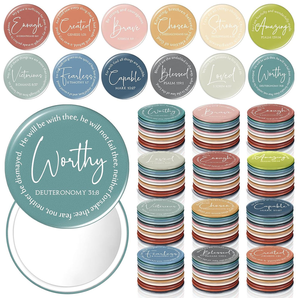 72 Pcs Mini Compact Mirrors Bulk Small Christian Gifts for Women, Morandi