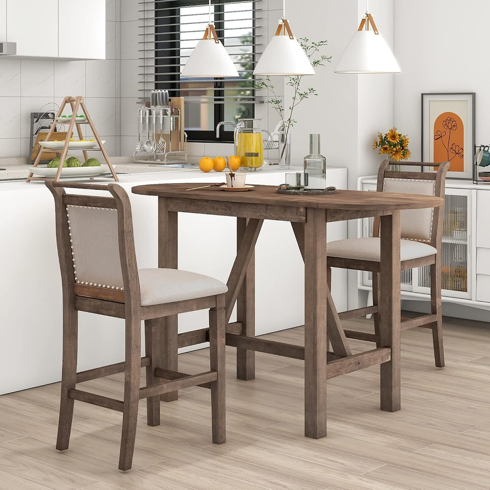 Harper & Bright Designs 3 Piece Counter Height Kitchen Dining Set with Dr...