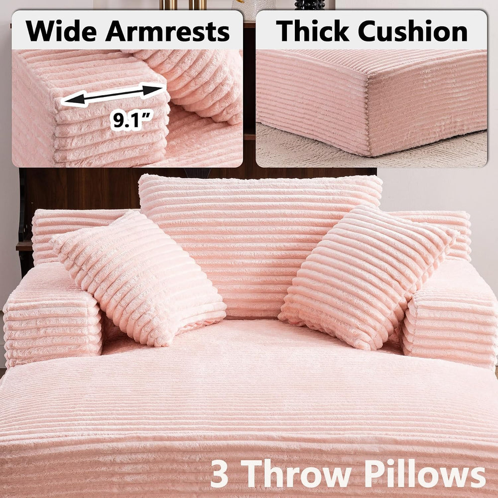 67 Inch Oversized Chaise Lounge Sofa Chair Indoor with 2 Pillows & Armres...