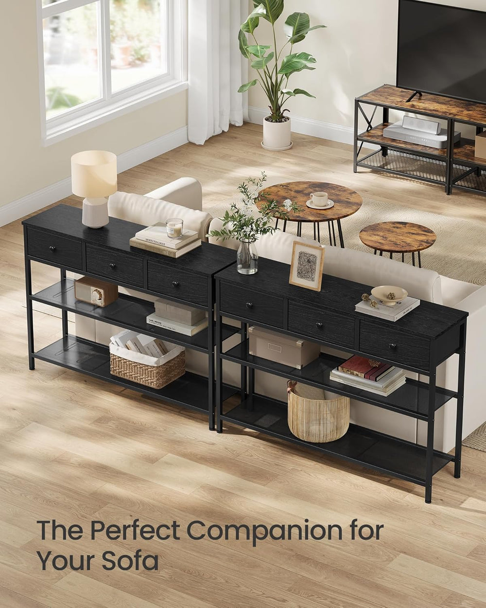 SONGMICS Console Table, Narrow Sofa Table with 2 Mesh Shelves for Entryway, L...