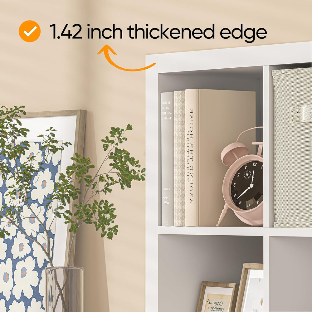 Bookshelf with Storage Bin, 6-Cube Storage Organizer, Modern Wood Open Bookca...