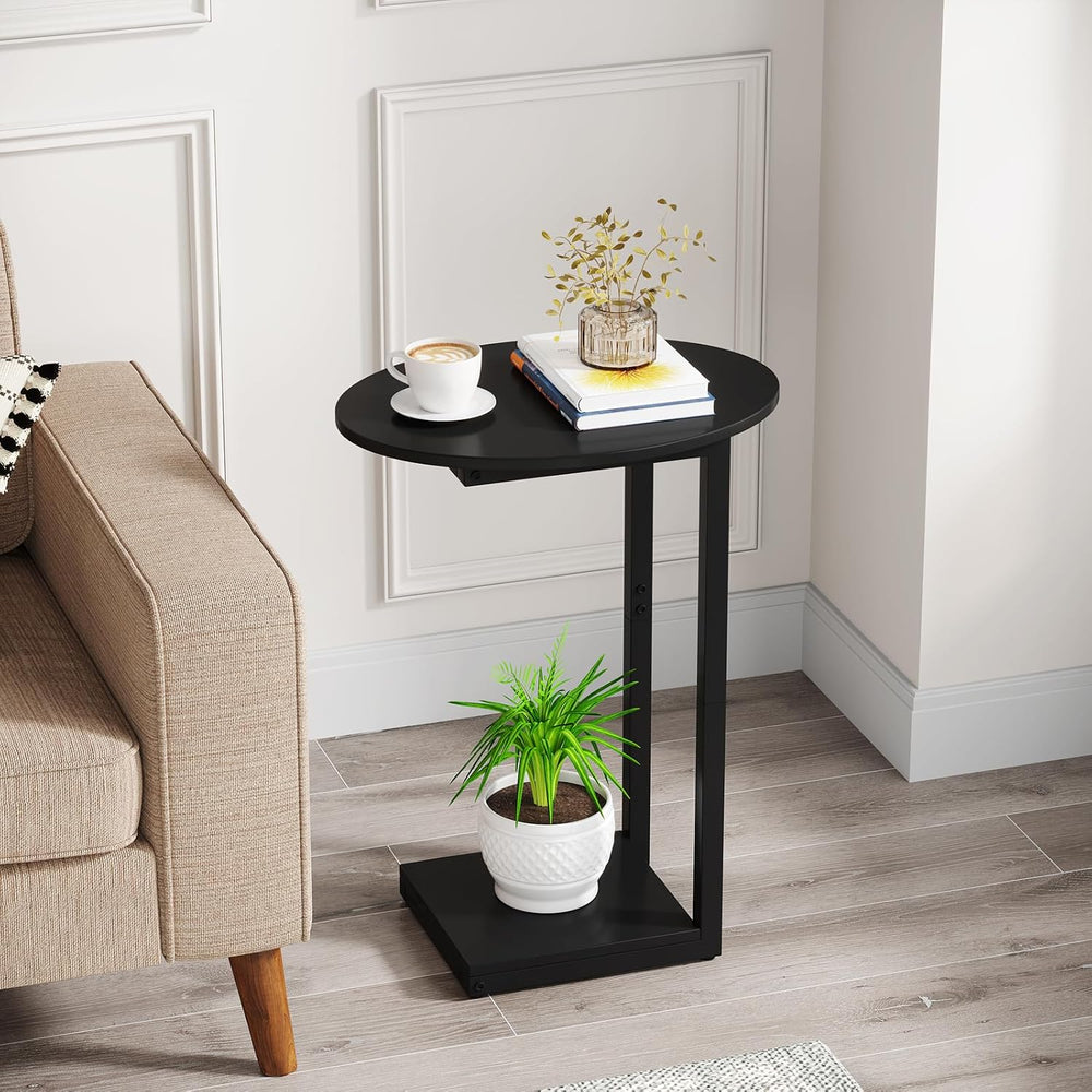 Hosfais Small Side Table End Table, C-Shaped Couch Tables