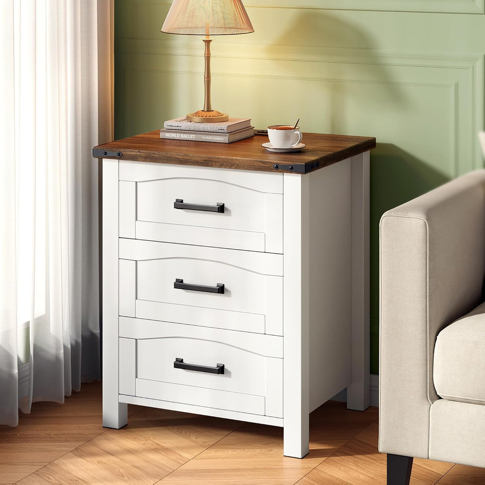 Decofy Farmhouse Nightstand Set of 2 with Charging Station, 18'' Wide...