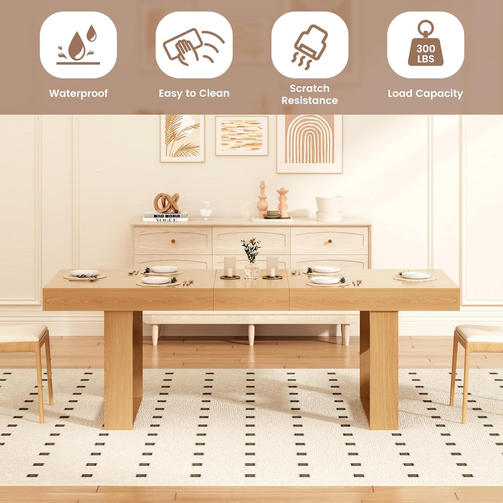 70.9" - 86.6" Extendable Dining Table for 8-10 Person, Modern Expan...