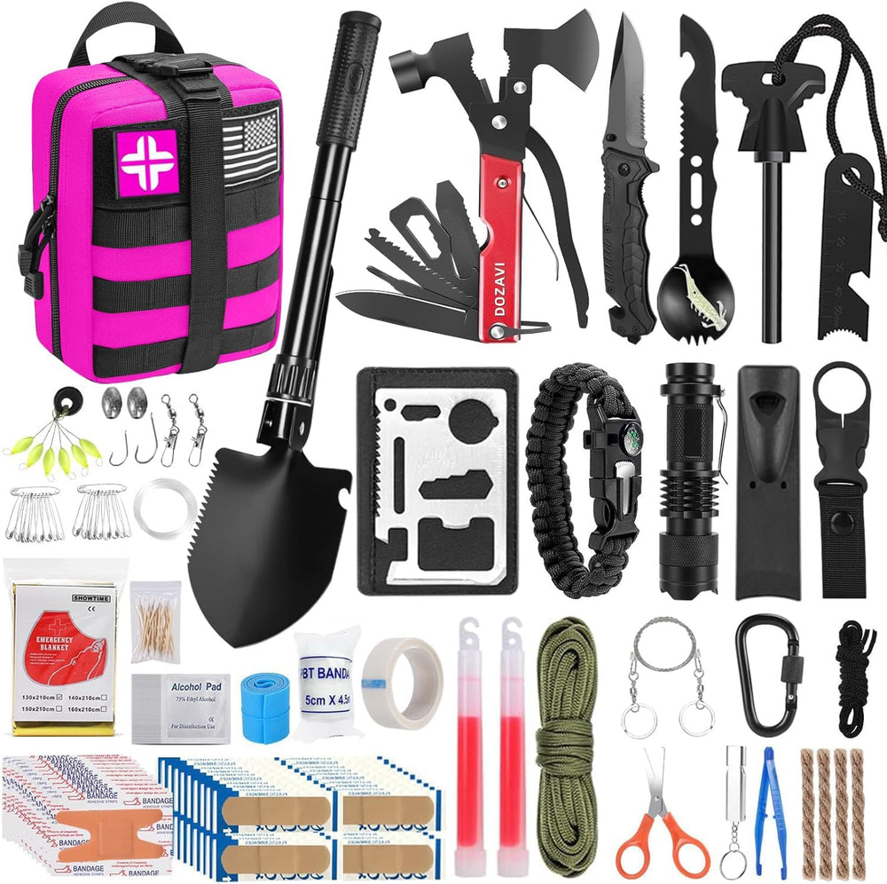 Survival Gear and Equipment with Molle Pouch, for Men Women Camping Outdoor A...