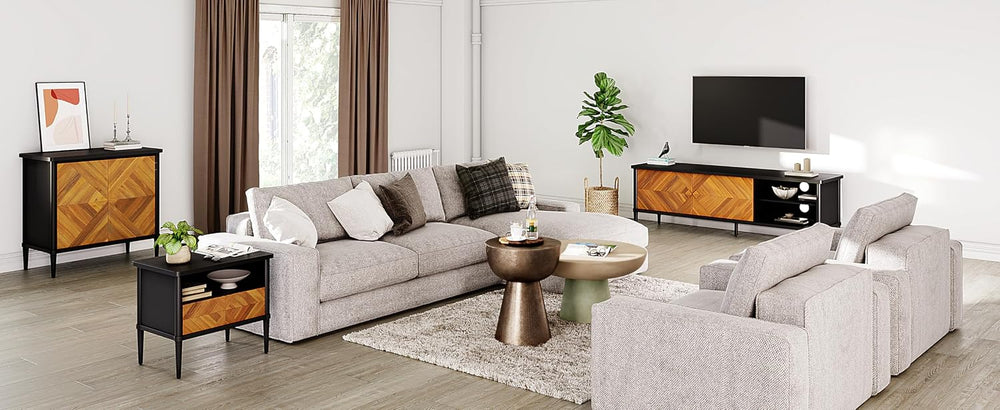 Howizz Lenia 63" Solid Acacia Wood TV Media Console 65 70 75 Inch | Farm...